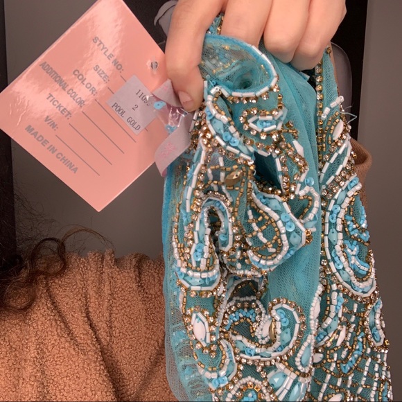 Blush prom cover up mesh top - Picture 4 of 4